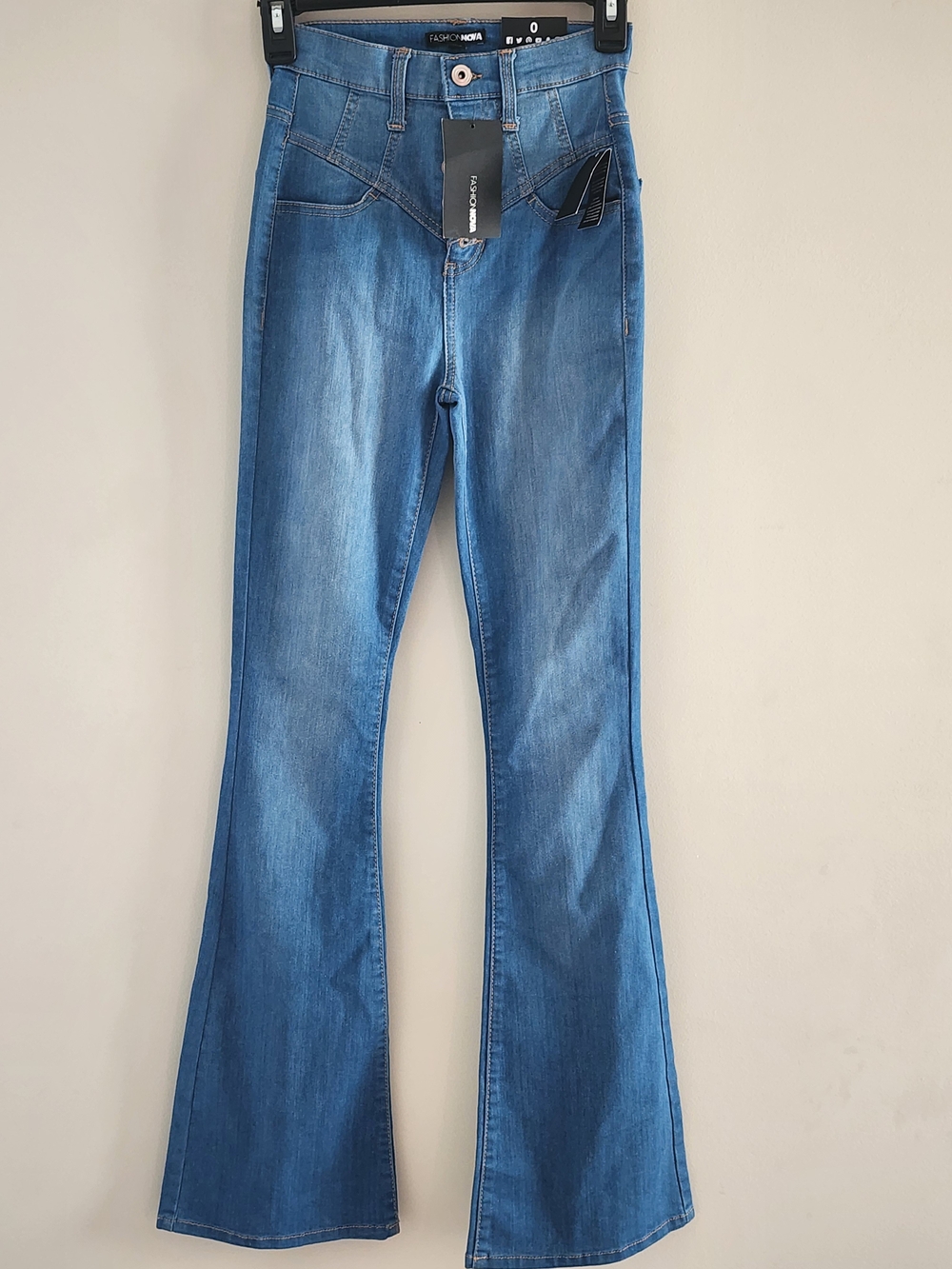 Fashion Nova Medium Blue High-Rise Flare Jeans
